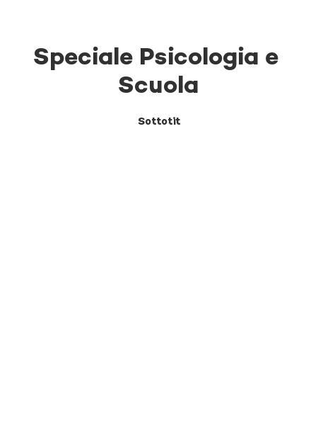 Speciale Psicologia e Scuola